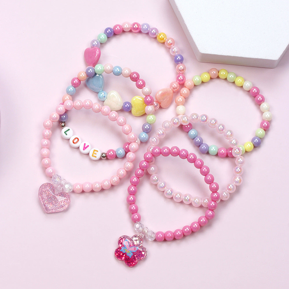 Rainbow Love Bead Bracelets β 6-Pack for Kids ππ