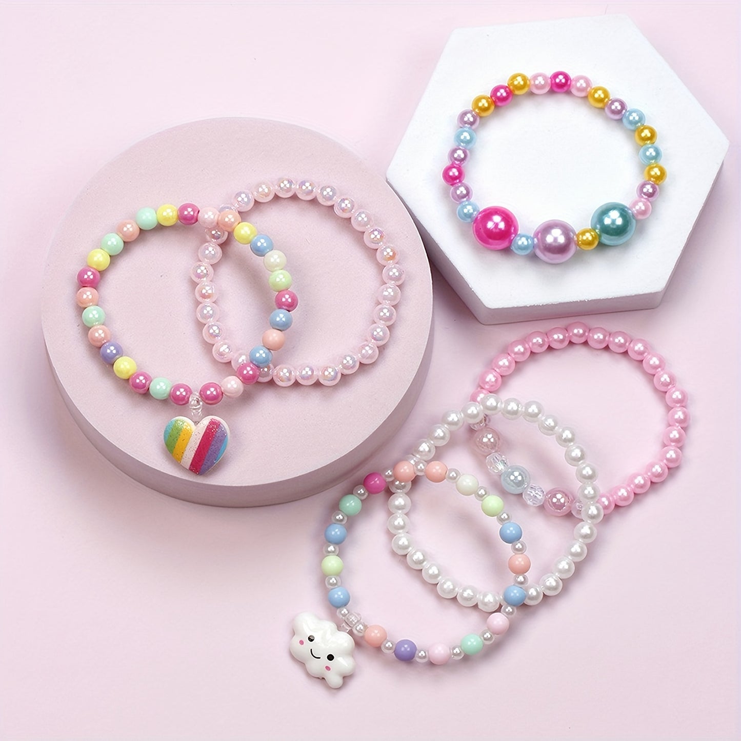 Rainbow Love Bead Bracelets β 6-Pack for Kids ππ