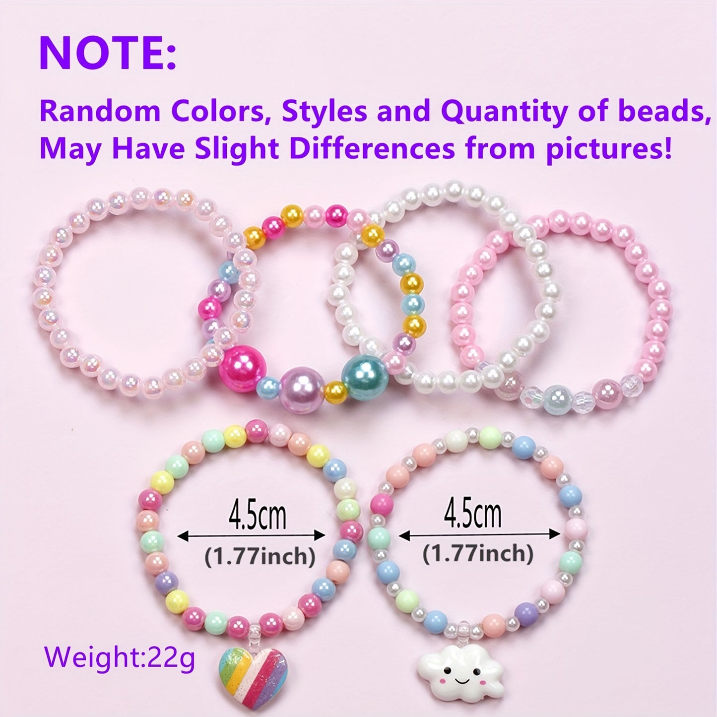Rainbow Love Bead Bracelets β 6-Pack for Kids ππ
