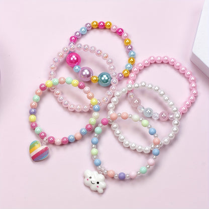 Rainbow Love Bead Bracelets – 6-Pack for Kids 🌈💖