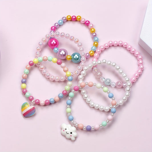 Rainbow Love Bead Bracelets – 6-Pack for Kids 🌈💖