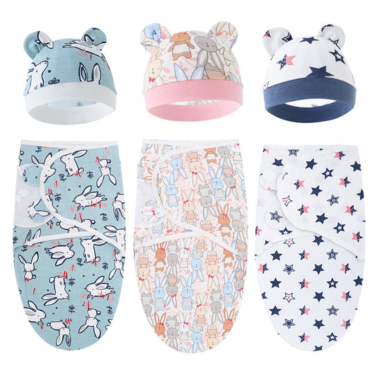 Cartoon Cotton Baby Swaddle Set