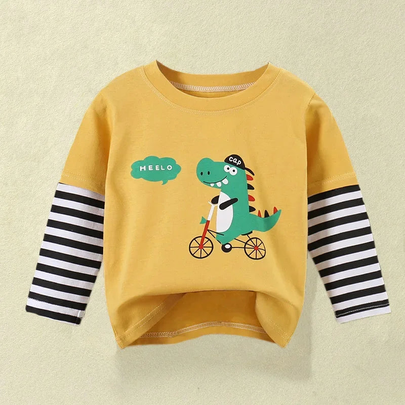 Kids Cartoon Long Sleeve Cotton Tee