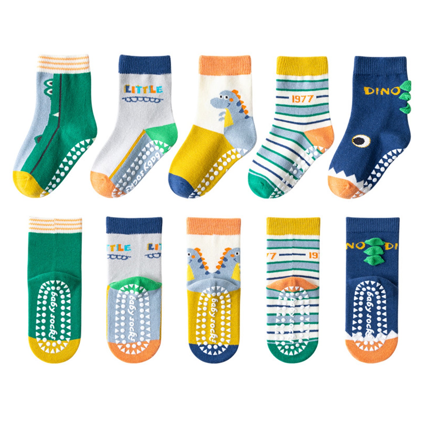 Kids' Non-Slip Cotton Socks (5 Pairs)