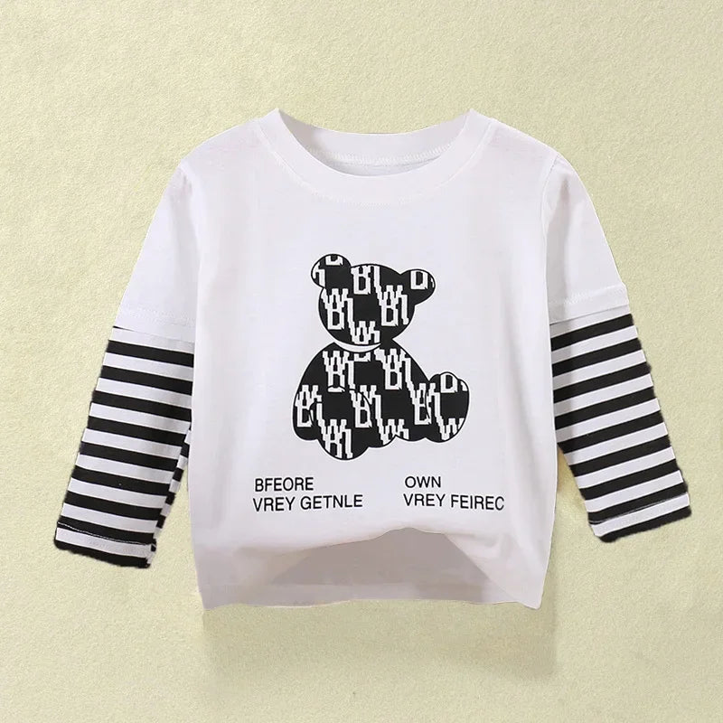 Kids Cartoon Long Sleeve Cotton Tee