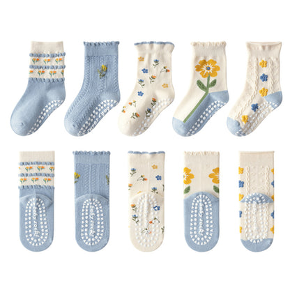 Kids' Non-Slip Cotton Socks (5 Pairs)