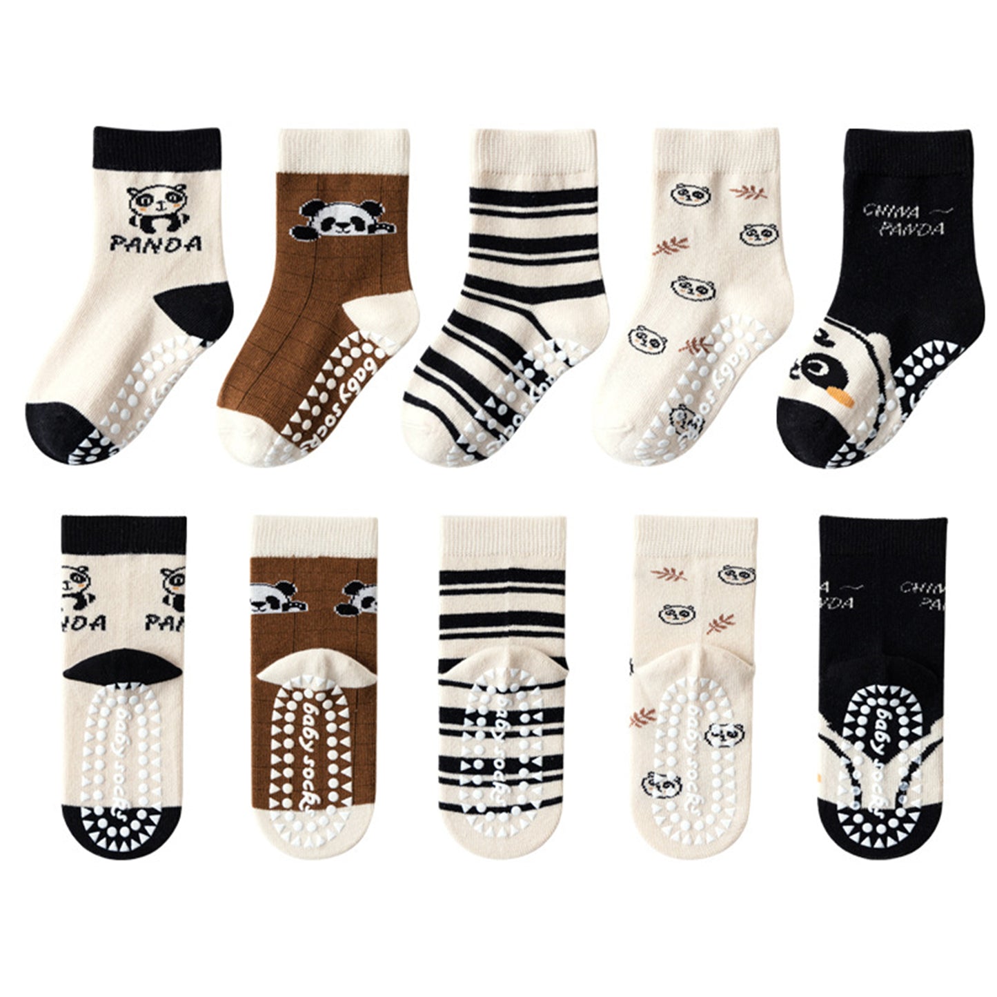 Kids' Non-Slip Cotton Socks (5 Pairs)