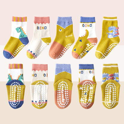 Kids' Non-Slip Cotton Socks (5 Pairs)