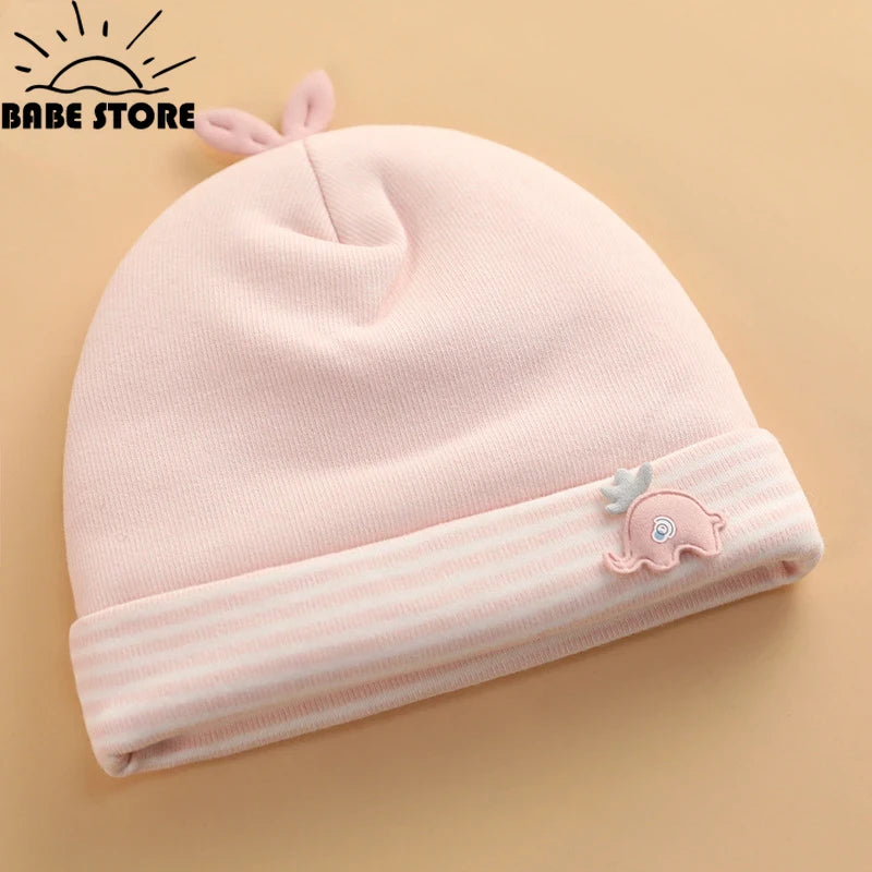 0-6 Months Baby Hats Newborn Beanie Winter Warm Thicker Cotton Soft Elastic Baby Cap for Girls Boys Infant Bonnet Accessories