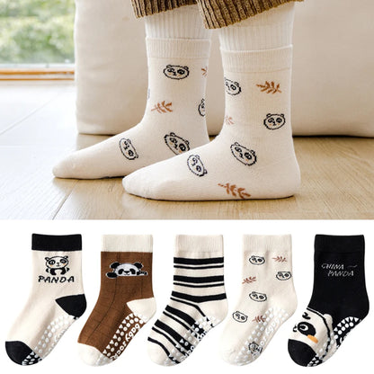 Kids' Non-Slip Cotton Socks (5 Pairs)