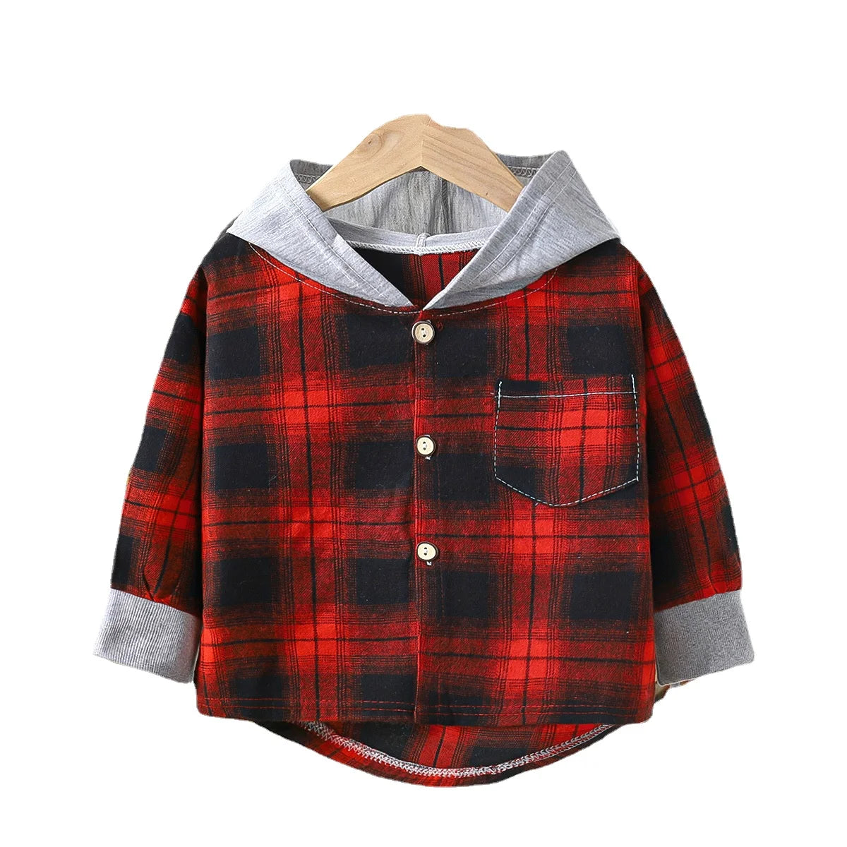 Plaid Hooded Shirt